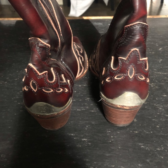 Custom made] Chocolate brown Leather Metal Western Cowboy Boots - Picture 6 of 10